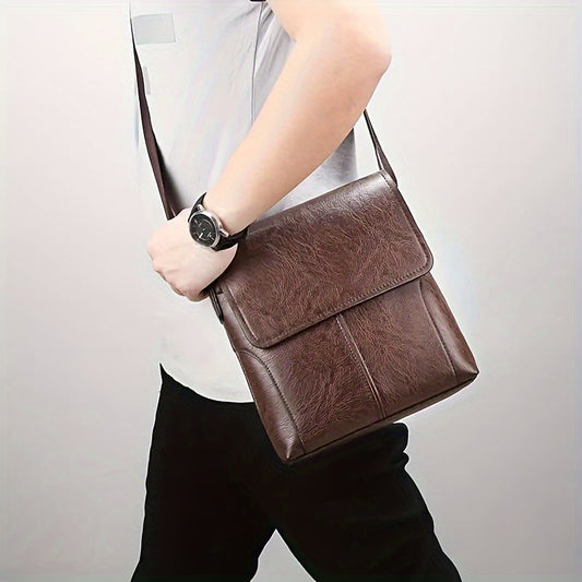 Vintage Luxe PU Leather Shoulder Bag – Men’s Crossbody Messenger Bag with Adjustable Strap
