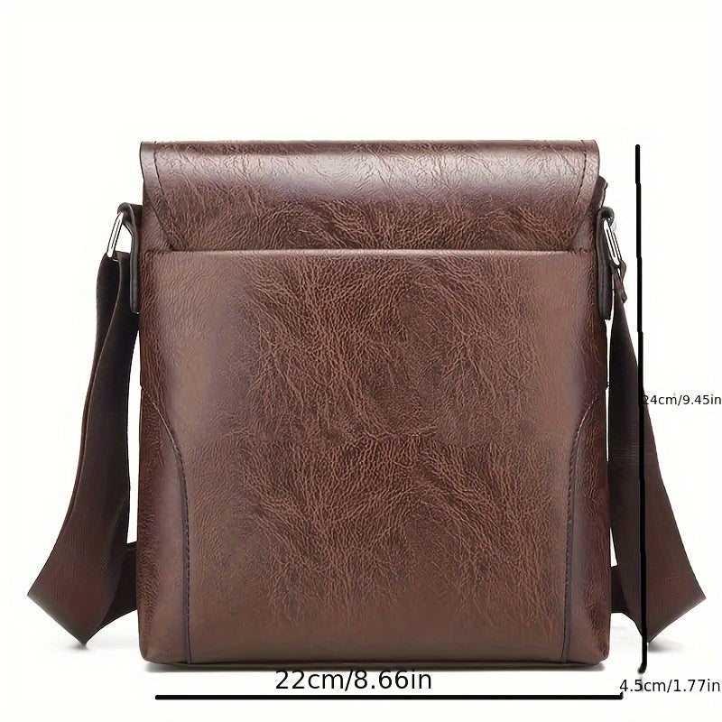 Vintage Luxe PU Leather Shoulder Bag – Men’s Crossbody Messenger Bag with Adjustable Strap