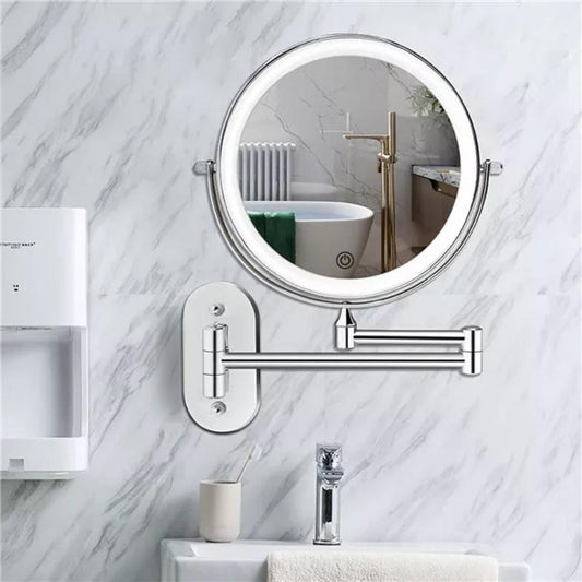 Evida LED Magnifying Mirror with Chrome Finish – Rechargeable Vanity Mirror for Precise Makeup & Skincare