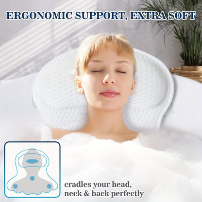 LuxieSpa 4D Luxury Bath Pillow – Breathable Neck & Back Support for Ultimate Relaxation
