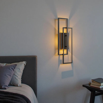 Modern Geometric LED Wall Light – Rectangle Design with Remote Dimming (Black or Copper Finish)