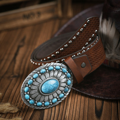 Men’s Belt | Western Style | Vegan Leather & Durable Metal Buckle