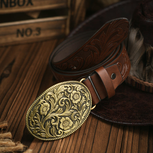 Men’s Belt | Western Style | Vegan Leather & Durable Metal Buckle