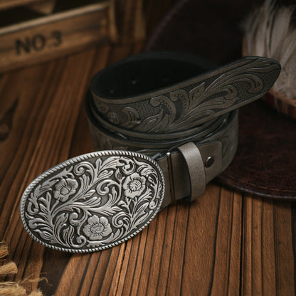Men’s Belt | Western Style | Vegan Leather & Durable Metal Buckle