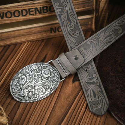 Men’s Belt | Western Style | Vegan Leather & Durable Metal Buckle