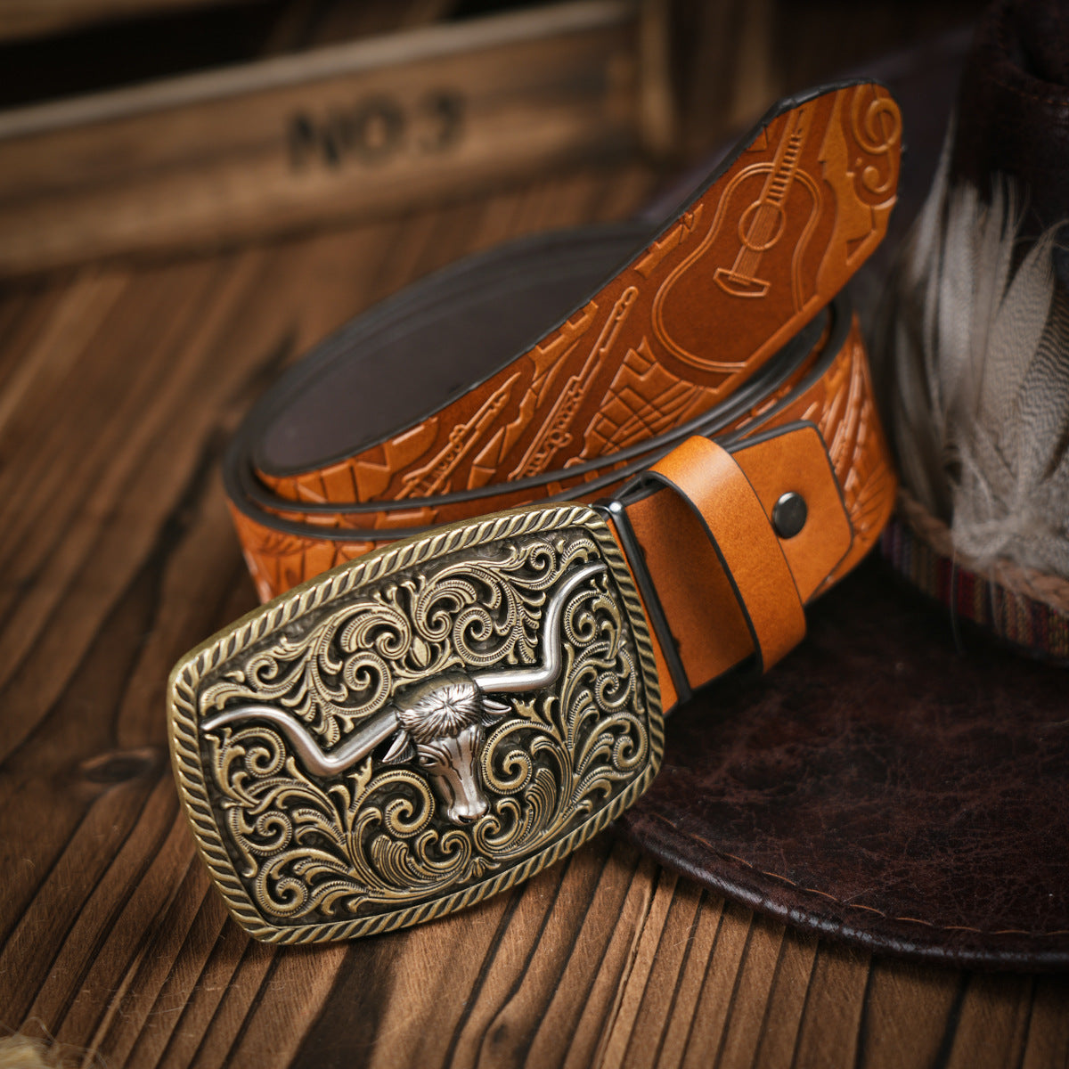 Men’s Belt | Western Style | Vegan Leather & Durable Metal Buckle