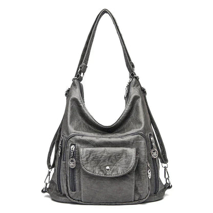 Soft Leather Shoulder Bag with Large Capacity