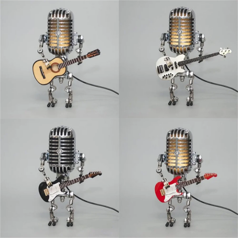 Retro Robot Guitar Table Lamp – Dimmable Ambient Light for Home or Office