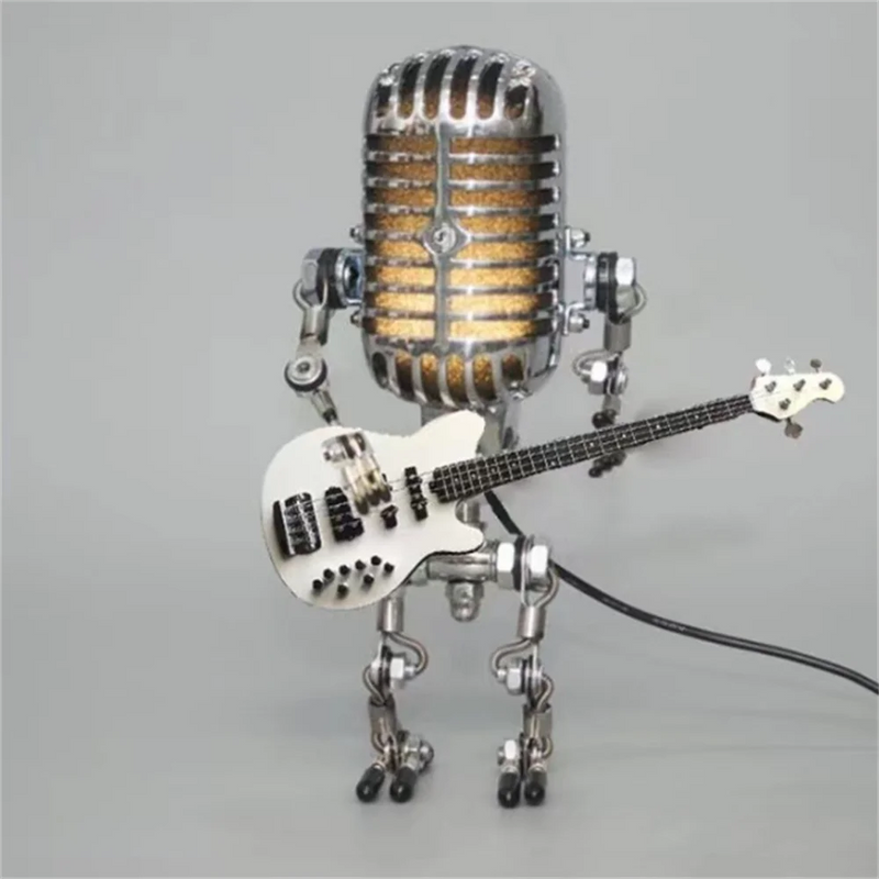 Retro Robot Guitar Table Lamp – Dimmable Ambient Light for Home or Office