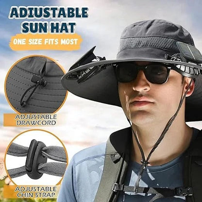 Lightweight Breathable Cooling Sun Hat for Men with Dual Fan & Solar Power