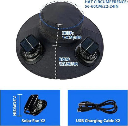 Lightweight Breathable Cooling Sun Hat for Men with Dual Fan & Solar Power