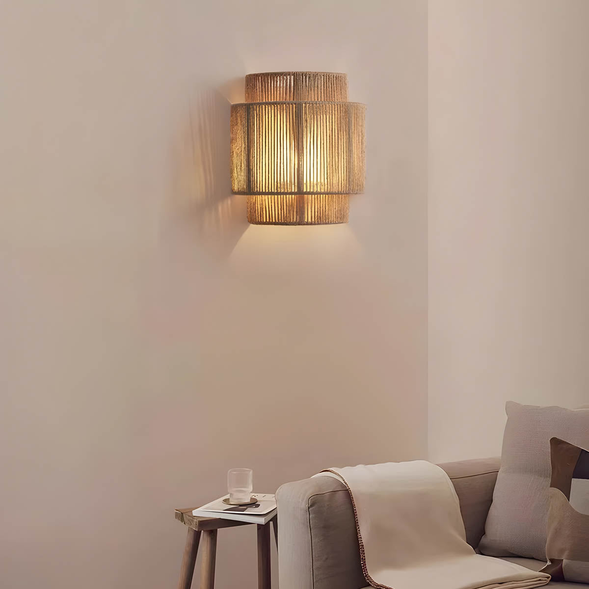 Japanese-Inspired Minimalist LED Wall Light – Natural Rope Design & Warm Ambient Lighting