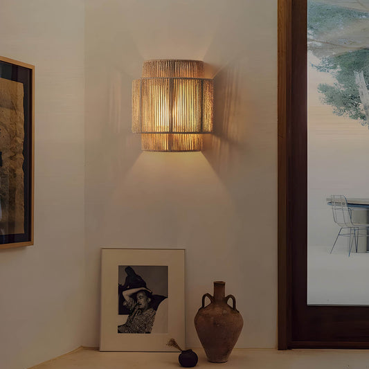 Japanese-Inspired Minimalist LED Wall Light – Natural Rope Design & Warm Ambient Lighting