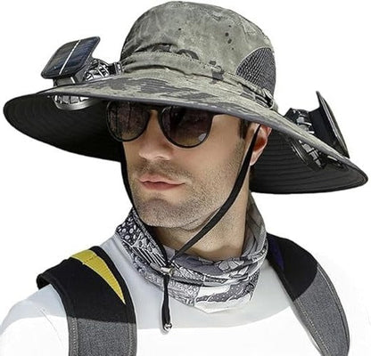 Lightweight Breathable Cooling Sun Hat for Men with Dual Fan & Solar Power