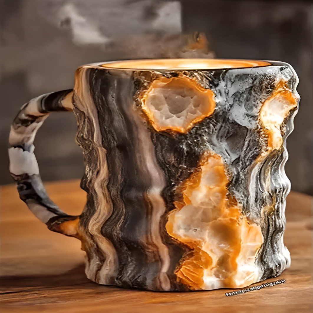 GemCup Crystal Coffee Mug – Elegant 300ml Mineral-Inspired Glass Cup
