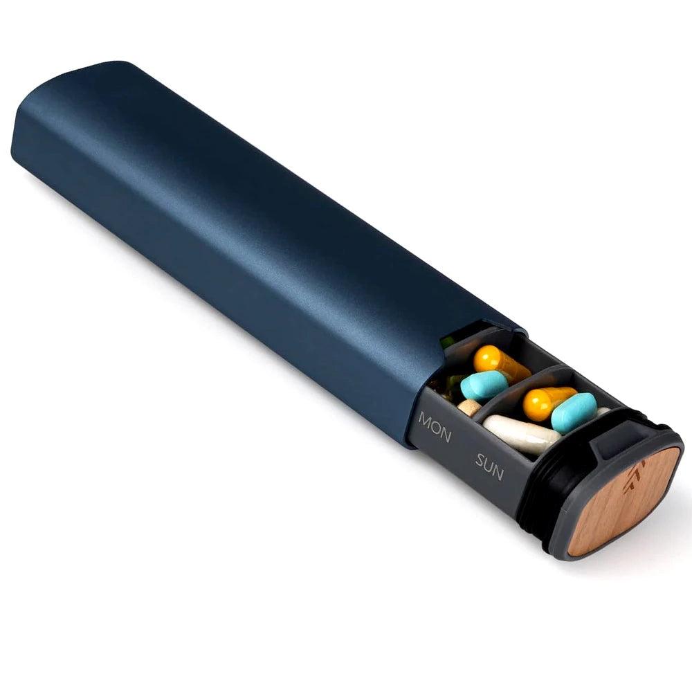 MediEase Weekly Pill Organizer – Elegant Wooden & Aluminium Pill Box