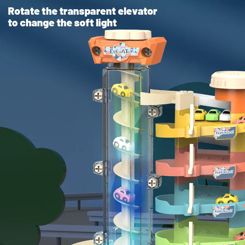 Adventure Parking Garage Playset – Multi-Level Car Toy with Slide for Kids