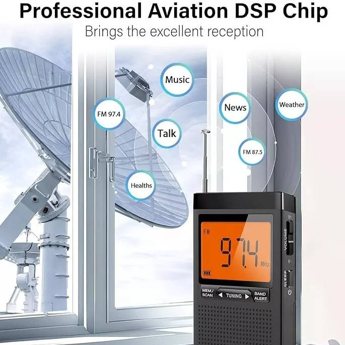 Portable AM/FM Pocket Radio with Weather Alerts and Digital Tuning