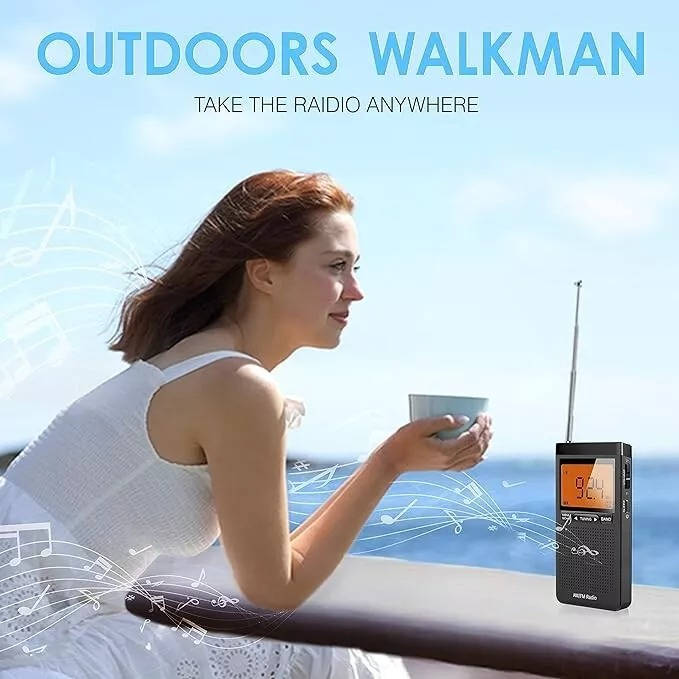 Portable AM/FM Pocket Radio with Weather Alerts and Digital Tuning