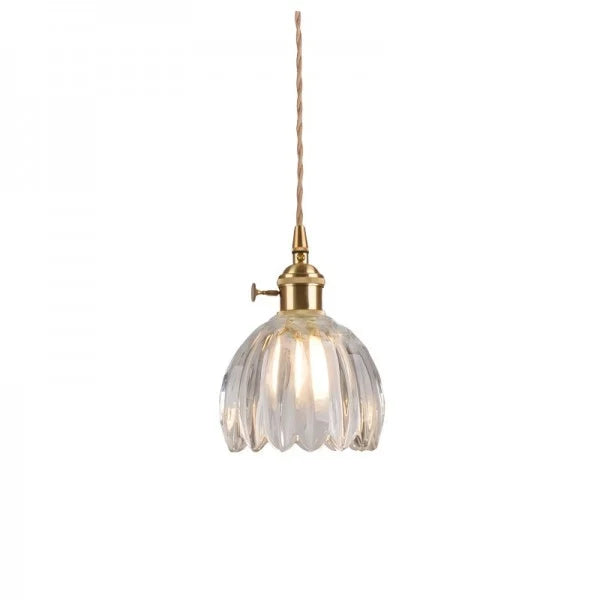 Japanese Retro Glass Flower Pendant Light – Elegant Vintage Hanging Lamp