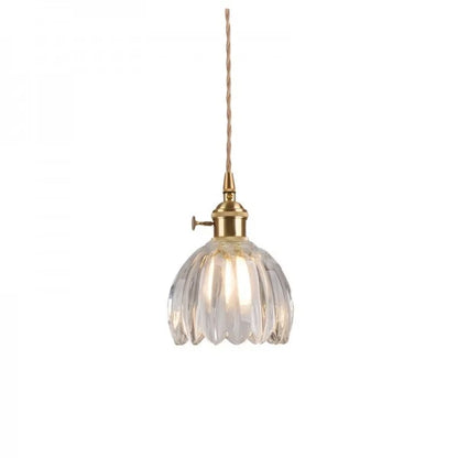 Japanese Retro Glass Flower Pendant Light – Elegant Vintage Hanging Lamp