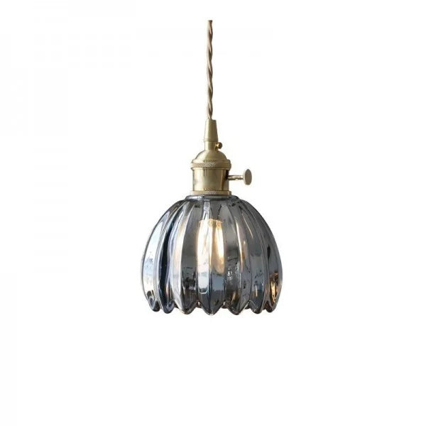 Japanese Retro Glass Flower Pendant Light – Elegant Vintage Hanging Lamp