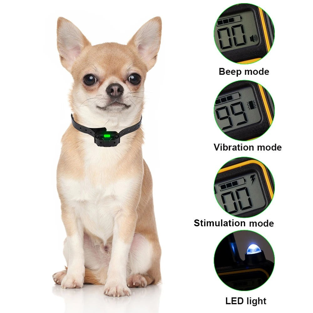 Rechargeable Waterproof Anti-Bark Dog Collar with Remote Control – 500m Range Training Collar