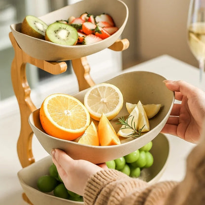BambuNest – Modern Bamboo Fruit Basket with Removable Trays & Multi-Tier Design