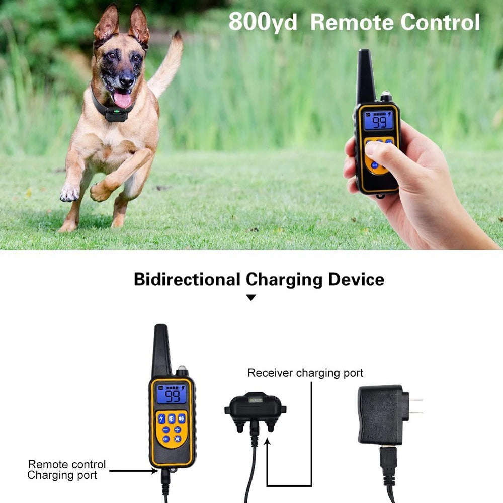 Rechargeable Waterproof Anti-Bark Dog Collar with Remote Control – 500m Range Training Collar