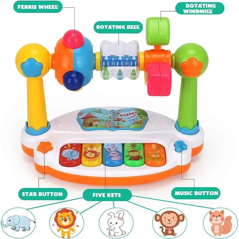 Baby Rotating Music Piano Keyboard with Lights & Sounds – Interactive Learning Toy