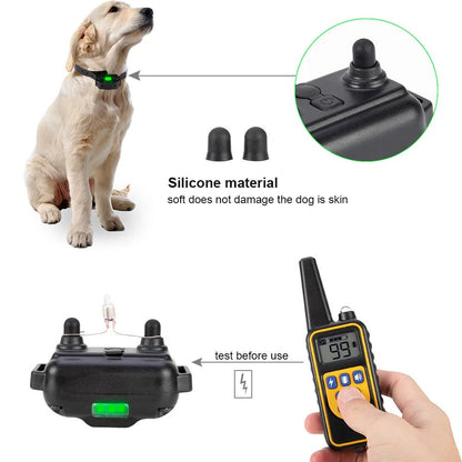 Rechargeable Waterproof Anti-Bark Dog Collar with Remote Control – 500m Range Training Collar
