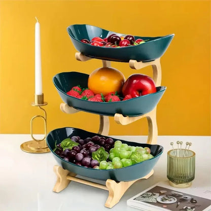 BambuNest – Modern Bamboo Fruit Basket with Removable Trays & Multi-Tier Design
