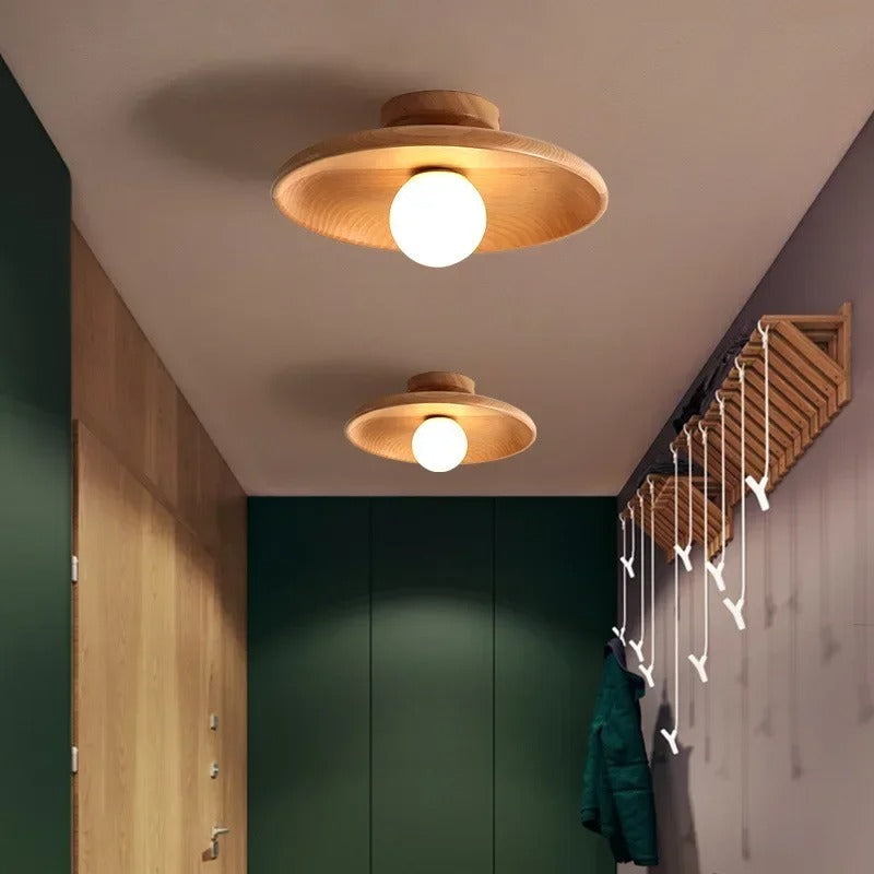 Natural Wood Ceiling Light – Stylish Wooden Pendant Fixture for Warm Ambient Lighting