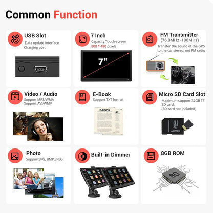 Multi-Mode Truck GPS Navigation System – 7-Inch Sat Nav for Lorries, Vans & Cars with Lifetime Maps