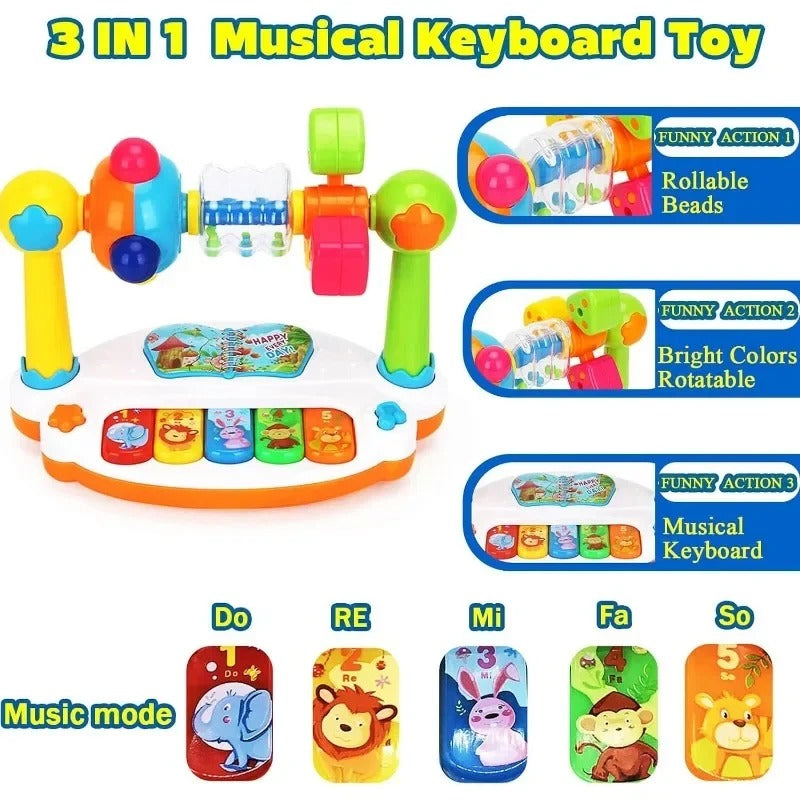 Baby Rotating Music Piano Keyboard with Lights & Sounds – Interactive Learning Toy