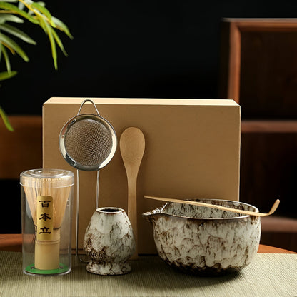 Traditional Matcha Tea Set – 6-Piece Authentic Japanese Matcha Kit – Premium Bamboo & Ceramic