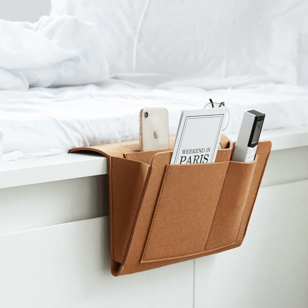 Elegant Bedside Caddy – Durable Felt Nightstand Organiser | Stylish & Practical Storage Solution
