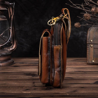 Men’s Genuine Leather Waist Bag – Anti-Radiation Travel Belt Pouch with Magnetic Closure