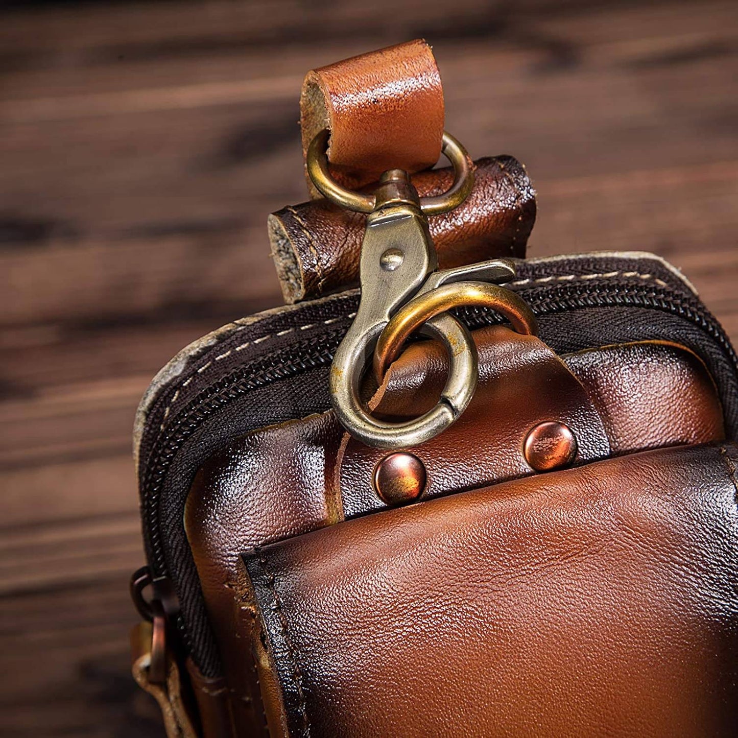Men’s Genuine Leather Waist Bag – Anti-Radiation Travel Belt Pouch with Magnetic Closure