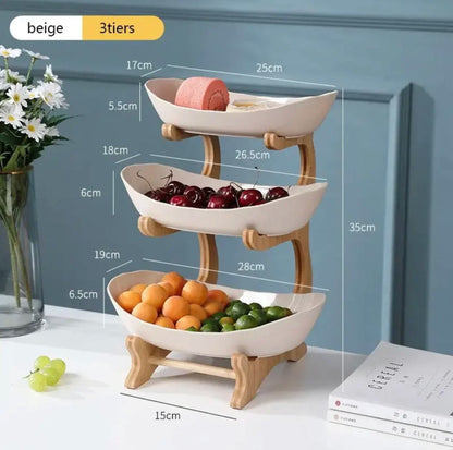 BambuNest – Modern Bamboo Fruit Basket with Removable Trays & Multi-Tier Design