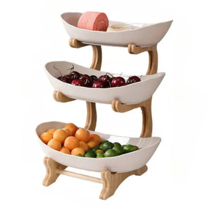 BambuNest – Modern Bamboo Fruit Basket with Removable Trays & Multi-Tier Design