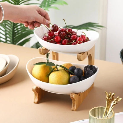 BambuNest – Modern Bamboo Fruit Basket with Removable Trays & Multi-Tier Design