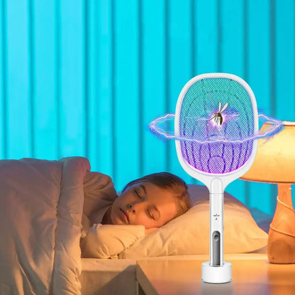 Electric Mosquito Swatter Racket – USB Rechargeable Bug Zapper with LED Lure Technology
