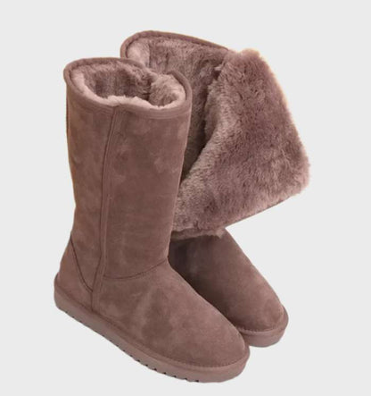 Nina | Warm & Waterproof Suede Sheepskin Boots with Side Zipper