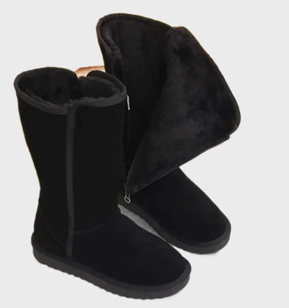 Nina | Warm & Waterproof Suede Sheepskin Boots with Side Zipper