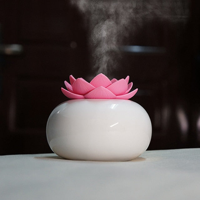 Lotiscent | Ceramic Lotus Aroma Humidifier – Ultrasonic Essential Oil Diffuser for Relaxation & Wellness