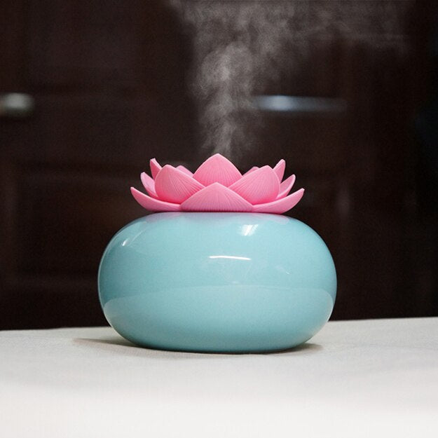 Lotiscent | Ceramic Lotus Aroma Humidifier – Ultrasonic Essential Oil Diffuser for Relaxation & Wellness