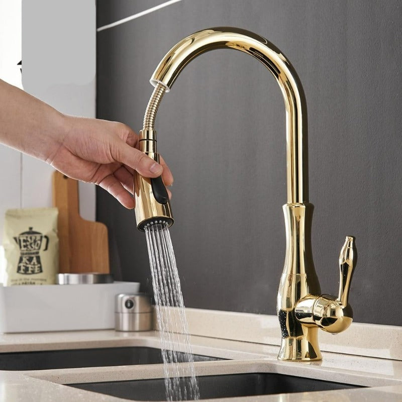 Modern Pull-Out Kitchen Mixer Tap – Stainless Steel 360° Swivel with Extendable Spray Head