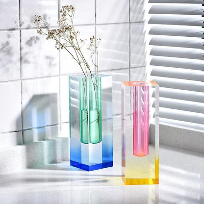 Crystalix | Modern Acrylic Prism Vase – Sleek Geometric Design for Contemporary Floral & Interior Decor