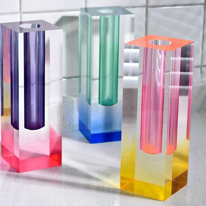 Crystalix | Modern Acrylic Prism Vase – Sleek Geometric Design for Contemporary Floral & Interior Decor
